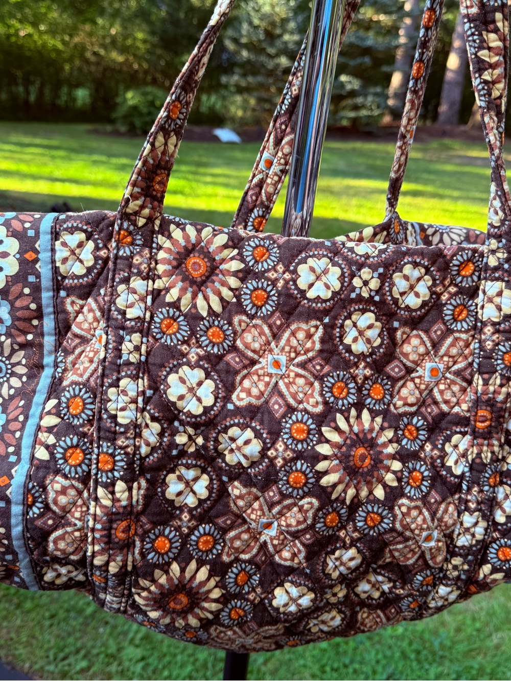 Vera Bradley Java Blue Large Duffel Travel Bag Retired Pattern